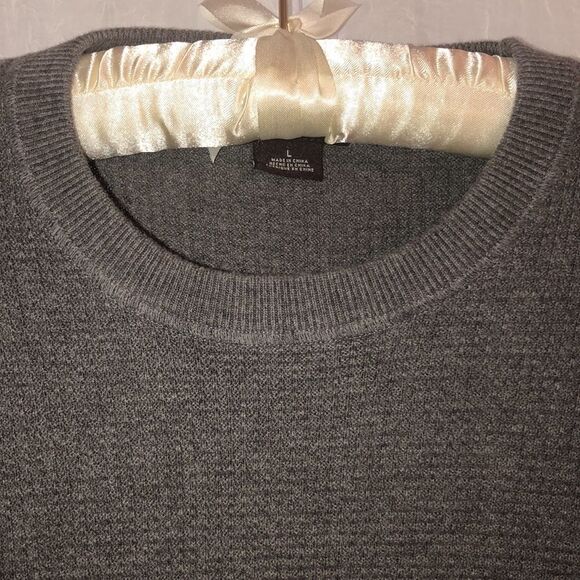 Michael Kors L Cotton Gray Waffle Knit Crewneck Pullover Thermal - Picture 7 of 16